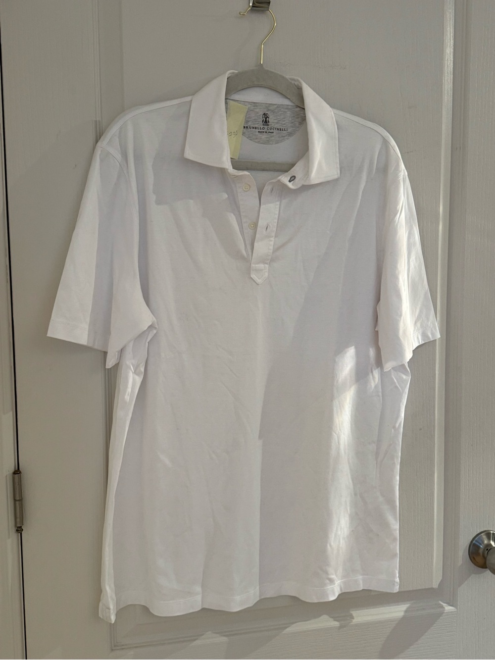 Brunello Cucinelli White Short-Sleeve Polo Shirt - Men's